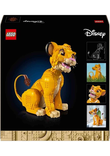 ® | Disney Genç Aslan Kral Simba 43247 - Yetişkinler İçin Koleksiyonluk ve Sergilenebilir Yaratıcı Hayvan Figürü Yapım Seti (1445 Parça)