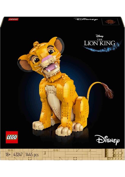 ® | Disney Genç Aslan Kral Simba 43247 - Yetişkinler İçin Koleksiyonluk ve Sergilenebilir Yaratıcı Hayvan Figürü Yapım Seti (1445 Parça)