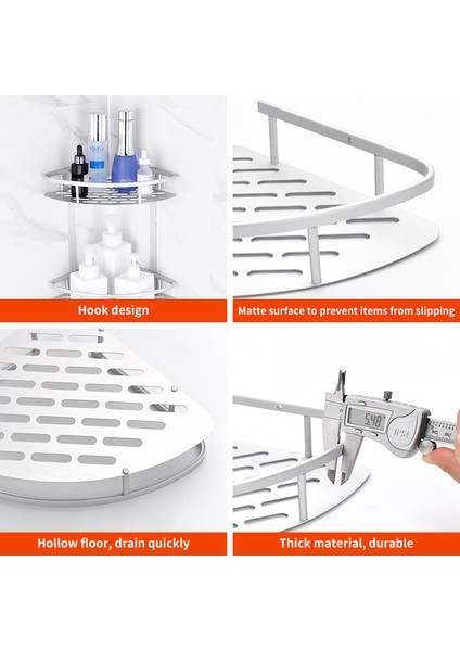 2 Katmanlı Gümüş Tarzı Yer Punching Banyo Rafı No Shower Caddy Sheves Mutfak Depolama Sepeti Yapışkan Emme Köşe Raflar Duş (Yurt Dışından) modelleri