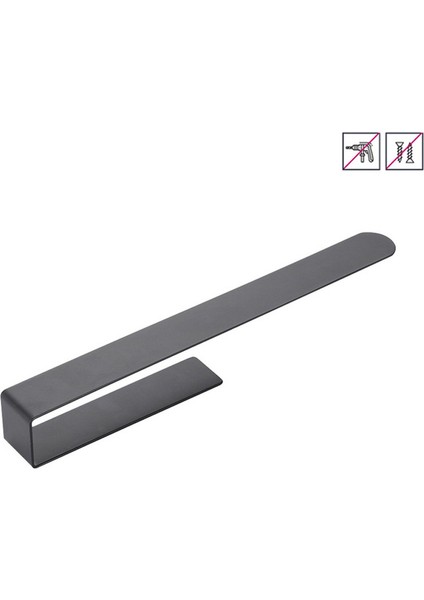 Uzun Siyah Stil Yumruk Olmayan Havlu Askılı Paslanmaz Çelik Mat Banyo Rafı Basit Banyo Havlu Askısı Yapıştırıcı Sabitleme (Yurt Dışından)