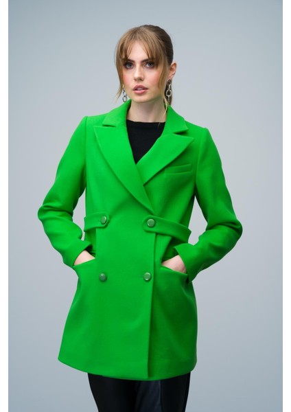 Kemer Detaylı Kruvaze Kısa Kaban Açık Yeşil 3017 fiyatları