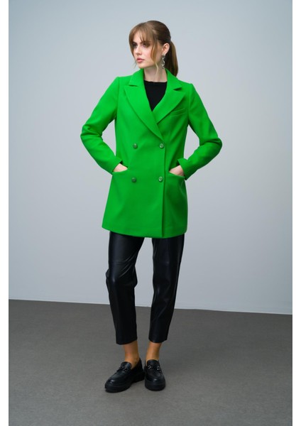 Kemer Detaylı Kruvaze Kısa Kaban Açık Yeşil 3017 indirimleri