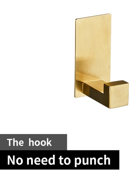 G Kanca Stili Altın Banyo Donanım Seti Kağıt Tutucu Havlu Askılığı Bornoz Kanca Havlu Çubuğu Paslanmaz Çelik Banyo Aksesuarları Çivisiz (Yurt Dışından)