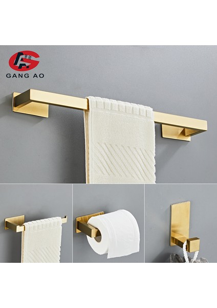 G Kanca Stili Altın Banyo Donanım Seti Kağıt Tutucu Havlu Askılığı Bornoz Kanca Havlu Çubuğu Paslanmaz Çelik Banyo Aksesuarları Çivisiz (Yurt Dışından) modelleri