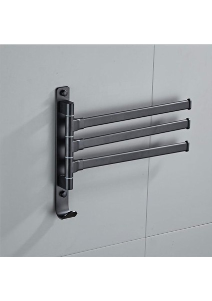 3-Kol Stili Siyah Mat Banyo Döner Havlu Askısı, Duvara Monte Tasarruflu Sallanan Havlu Rafı, Kanca ile Havlu Tutucu (Yurt Dışından)