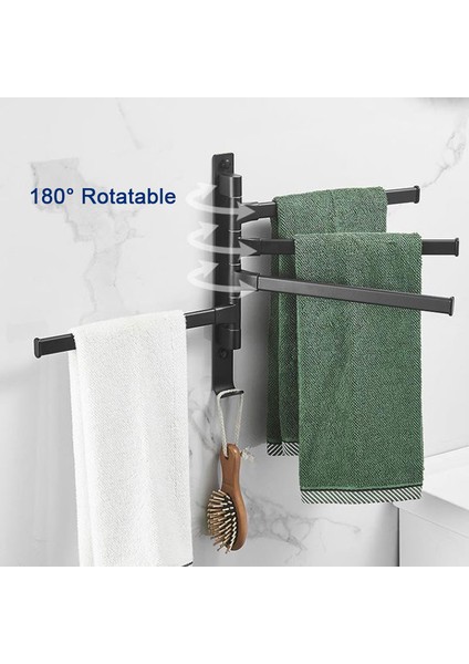 3-Kol Stili Siyah Mat Banyo Döner Havlu Askısı, Duvara Monte Tasarruflu Sallanan Havlu Rafı, Kanca ile Havlu Tutucu (Yurt Dışından) modelleri
