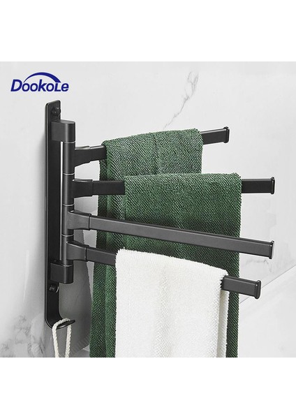 3-Kol Stili Siyah Mat Banyo Döner Havlu Askısı, Duvara Monte Tasarruflu Sallanan Havlu Rafı, Kanca ile Havlu Tutucu (Yurt Dışından) indirimleri