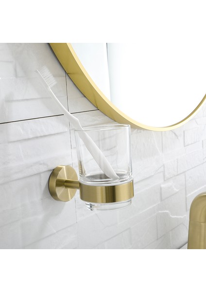 Diş Fırçası Bardak Rafı Stili Altın Fırçalanmış Banyo Aksesuarları Donanım Seti Tuvalet Fırçası Tutucu Kağıt Tutucu Havlu Askısı Bornoz Kanca Sabunluk Havlu Halkası - (Yurt Dışından)