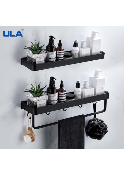 A62519 Stili Ula Siyah Banyo Rafı cm Mutfak Duvar Rafı Metal Duş Tutucu Depolama Rafı Havlu Askısı Bornoz Kanca Banyo Aksesuarları (Yurt Dışından) fiyatları