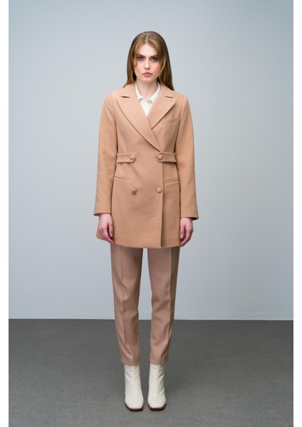 Kemer Detaylı Kruvaze Kısa Kaban Kamel 3017 fiyatları