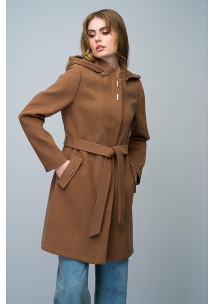 Çıkabilir Kapüşonlu Metal Çıt Çıt Aksesuarlı Kaban Taba 3021 indirimleri