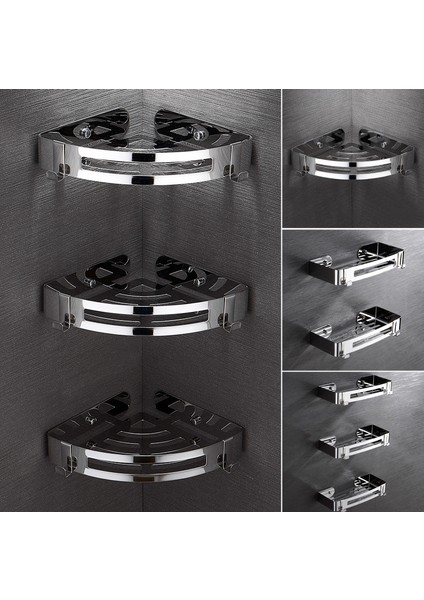 304SIYAH Stil Katmanlar Köşe Duş Rafı Banyo Şampuan Duş Raf Tutucu Paslanmaz Çelik Delme Yok Mutfak Üçayak Köşe Standı (Yurt Dışından) fiyatları