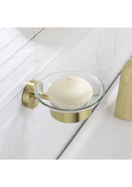 Sabunluk Stili Altın Fırçalanmış Banyo Aksesuarları Donanım Seti Tuvalet Fırçası Tutucu Kağıt Tutucu Havlu Askısı Bornoz Kanca Sabunluk Havlu Halkası - (Yurt Dışından)