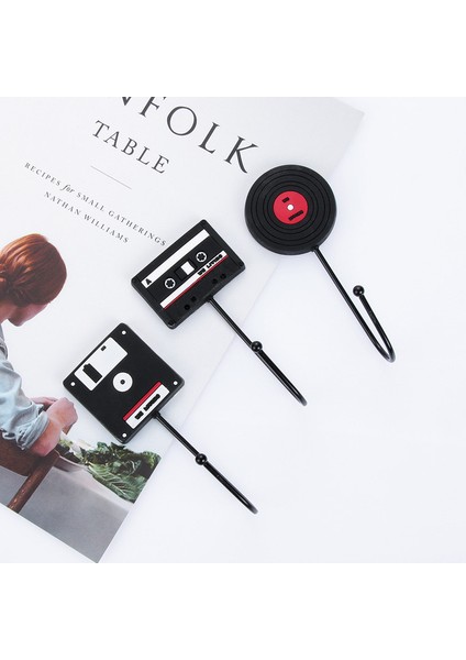 No.2 Tarzı Eski Tarz Askı Kanca Anahtarlık Retro Kaset Disk Askı Kanca Duvara Montajlı Çatal Anahtar Tutucu Raf Minimalist Mutfak Aksesuarları (Yurt Dışından)