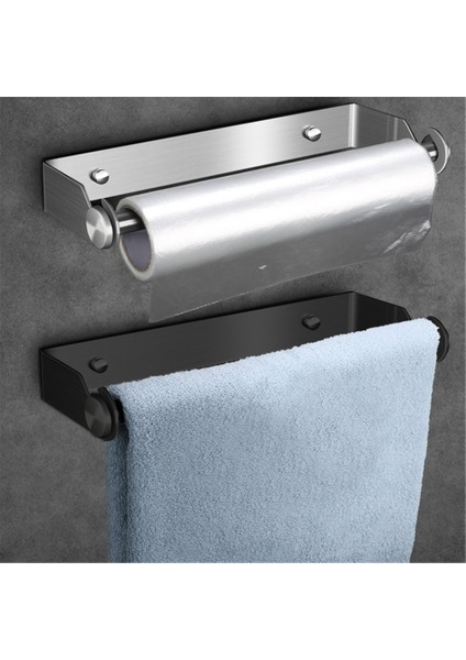 Siyah Stil Banyo Mutfak Için Duvara Monte Edilebilir Paslanmaz Çelik Kağıt Havluluk Punch-Free Havlu Askısı Rulo Kağıt Standı (Yurt Dışından) fırsatları