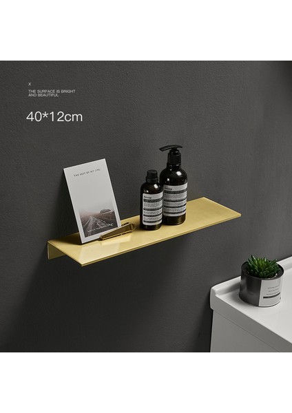 Fırçalanmış Altın 40CM Stili Fırçalanmış Altın Siyah Beyaz Alüminyum Banyo Şampuan Kozmetik Rafı Mutfak Duvara Monte Tuvalet Duş Depolama Rafı Aksesuarları (Yurt Dışından)