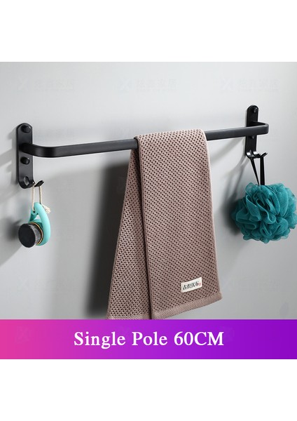 Tek Çubuk 60CM Stili Banyo Havlu Askısı Duvar Montajlı Duş Odası Tutucu Mutfak Alüminyum Çok Katmanlı Siyah Askı Aksesuarları (Yurt Dışından)