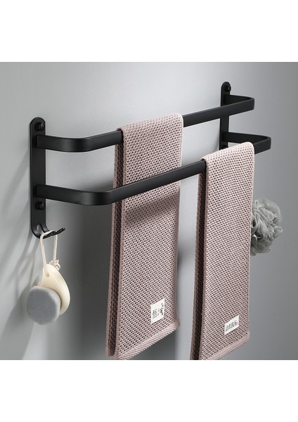 Tek Çubuk 60CM Stili Banyo Havlu Askısı Duvar Montajlı Duş Odası Tutucu Mutfak Alüminyum Çok Katmanlı Siyah Askı Aksesuarları (Yurt Dışından)