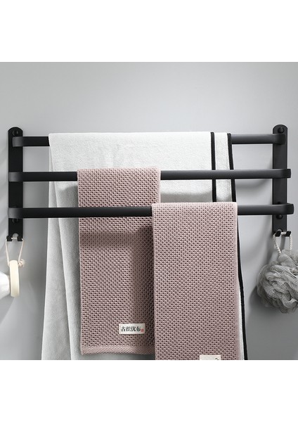 Tek Çubuk 60CM Stili Banyo Havlu Askısı Duvar Montajlı Duş Odası Tutucu Mutfak Alüminyum Çok Katmanlı Siyah Askı Aksesuarları (Yurt Dışından)