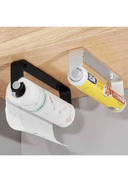 Gümüş 24CM Tarzı Darbe Olmadan Rulo Kağıt Tutucu Siyah Alüminyum Streç Film Havlu Askısı Mutfak Aksesuarları Kağıt Havluluk Duvara Monte Depolama Rafı (Yurt Dışından) fırsatları
