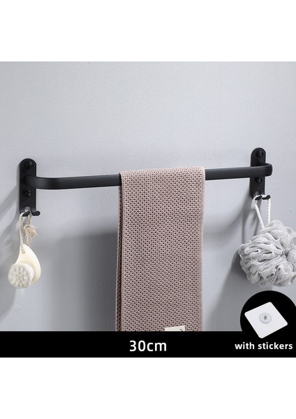Tek 30CM Tarzı Duvara Monte Havlu Askısı Siyah Havlu Rafı Banyo Alüminyum Siyah Havlu Tutucu Mat Siyah Havlu Asılır Yapıştırıcı ile (Yurt Dışından)