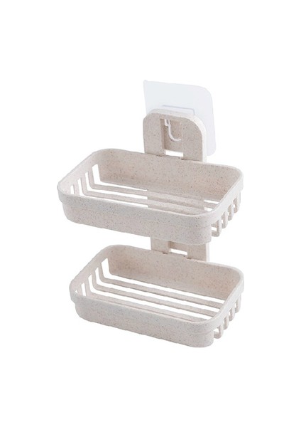 Çift Katmanlı Bej Tarzı Banyo Için Sabunluk Duvar Zeep Houder Duş Sabun Tepsisi Tutucu Çift Katmanlı Depolama Sepeti Sabunluk Raf Mutfak Araçları (Yurt Dışından)