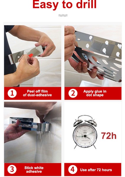 304PASLANMAZ Çelik1 Stil Katmanlar Köşe Duş Rafı Banyo Şampuan Duş Raf Tutucu Paslanmaz Çelik Delme Yok Mutfak Üçayak Köşe Standı (Yurt Dışından) fırsatları