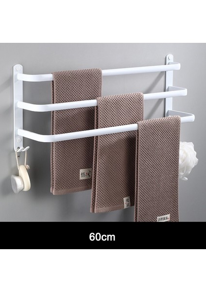 Beyaz Üç 60CM Tarzı Duvara Monteli Havlu Askısı Havlu Rafı Banyo Alanı Alüminyum Moda Beyaz Havlu Askısı Mat Beyaz Havlu Tutucu (Yurt Dışından)
