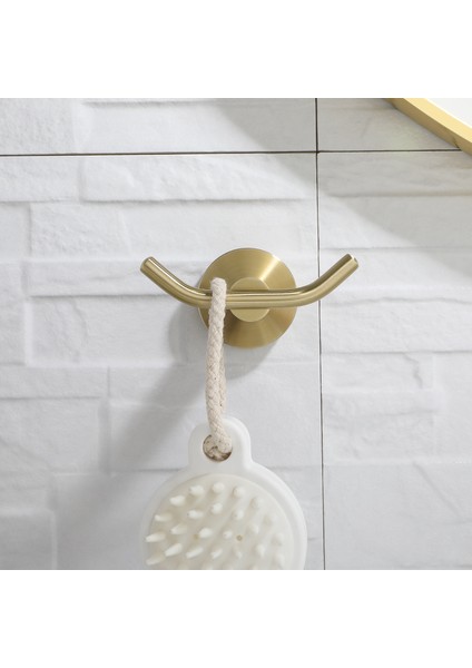 Çift Kanca Stili Altın Fırçalanmış Banyo Aksesuarları Donanım Seti Tuvalet Fırçası Tutucu Kağıt Tutucu Havlu Askısı Bornoz Kanca Sabunluk Havlu Halkası - (Yurt Dışından)
