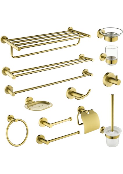 Çift Kanca Stili Altın Fırçalanmış Banyo Aksesuarları Donanım Seti Tuvalet Fırçası Tutucu Kağıt Tutucu Havlu Askısı Bornoz Kanca Sabunluk Havlu Halkası - (Yurt Dışından) fırsatları