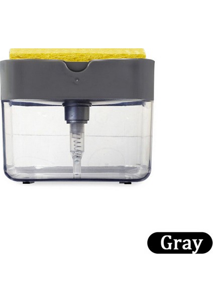 Gri Stil Süngerli El Pompalı Sabunluk Temizlik Sıvısı Konteyneri El Pompası Sabun Düzenleyici Mutfak Aracı (Yurt Dışından)