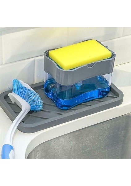 Gri Stil Süngerli El Pompalı Sabunluk Temizlik Sıvısı Konteyneri El Pompası Sabun Düzenleyici Mutfak Aracı (Yurt Dışından) modelleri