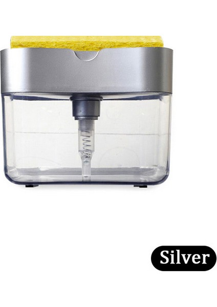 Gümüş Tarzı Süngerli El Pompalı Sabunluk Temizlik Sıvısı Konteyneri El Pompası Sabun Düzenleyici Mutfak Aracı (Yurt Dışından)