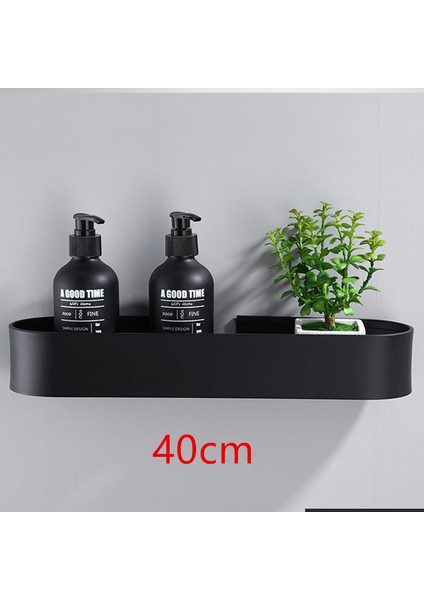 40CM Siyah Stil Siyah Banyo Rafı cm Mutfak Duvar Rafları Duş Sepeti Depolama Raf Havlu Askısı Bornoz Kanca Banyo Aksesuarları (Yurt Dışından)