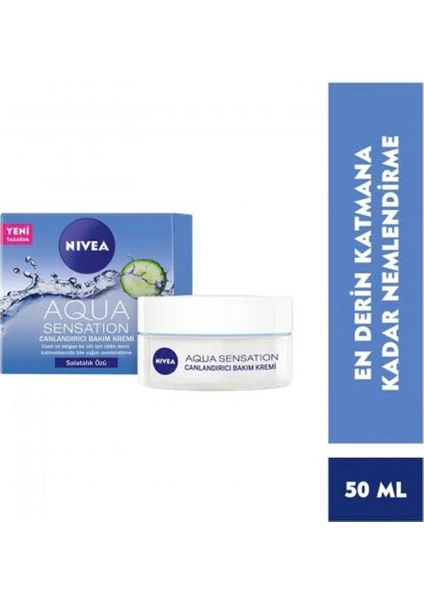 NIVEA Aqua Sensation Canlandırıcı Bakım Kremi (50ml),Normal ve Karma Ciltler,Salatalık Özü ile Yoğun Cilt Nemlendirme