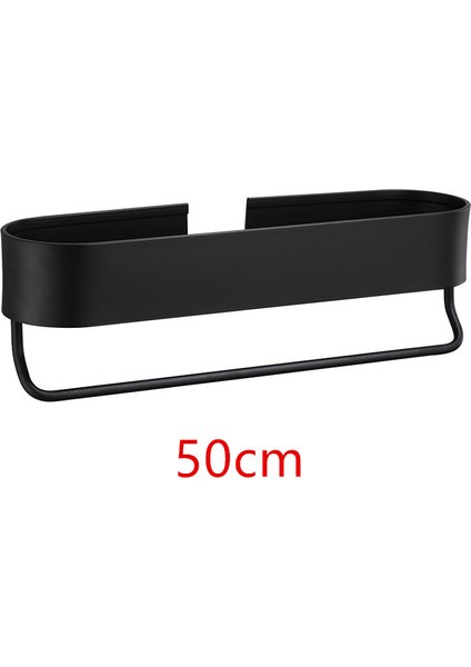 50CM Siyah Çubuk Stili Siyah Banyo Rafı cm Mutfak Duvar Rafları Duş Sepeti Depolama Raf Havlu Askısı Bornoz Kanca Banyo Aksesuarları (Yurt Dışından)