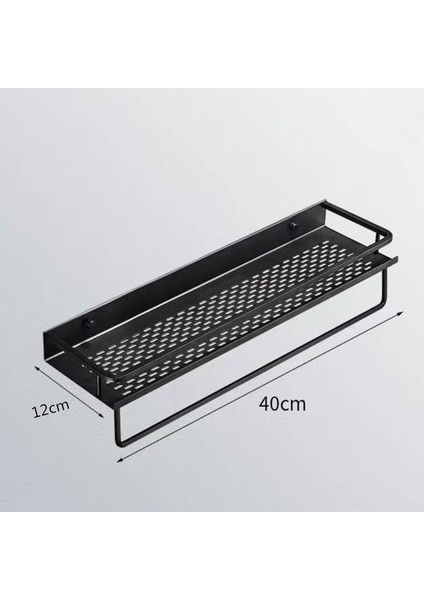 40CM-1 Tarzı Banyo Rafı Siyah Alüminyum Duvara Monte Kare Şampuan Rafı Kozmetik Raflar Mutfak Fileli Raf Depolama Rafı Organizer Raf (Yurt Dışından)
