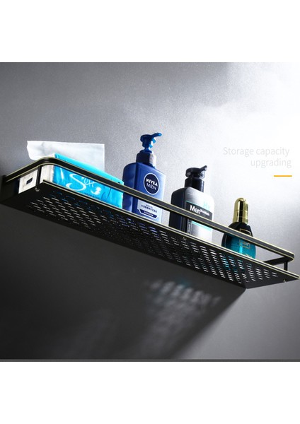 40CM-1 Tarzı Banyo Rafı Siyah Alüminyum Duvara Monte Kare Şampuan Rafı Kozmetik Raflar Mutfak Fileli Raf Depolama Rafı Organizer Raf (Yurt Dışından) fırsatları
