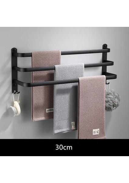 Siyah Üç 30CM Tarzı Duvara Monteli Havlu Askısı Havlu Rafı Banyo Alanı Alüminyum Moda Beyaz Havlu Askısı Mat Beyaz Havlu Tutucu (Yurt Dışından)