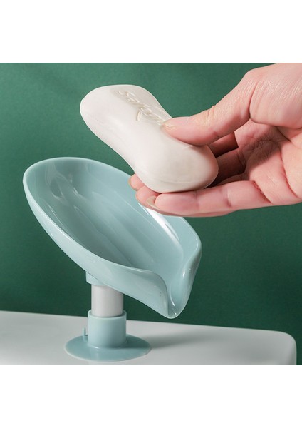Yeşil Stil 1 Adet Banyo Sabun Kutusu Yaprak Tasarımlı Sabunluk Ücretsiz Delikli Emme Kupası Sabun Rafı (Yurt Dışından)