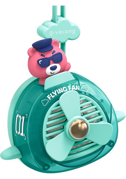 Karikatür Helikopter Asılı Boyun Fanı USB Çocuk Mini Yapraksız El Taşınabilir Küçük Fan (Yurt Dışından)
