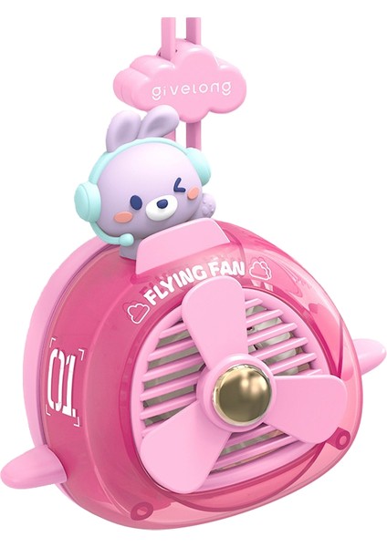Karikatür Helikopter Asılı Boyun Fanı USB Çocuk Mini Yapraksız El Taşınabilir Küçük Fan (Yurt Dışından)