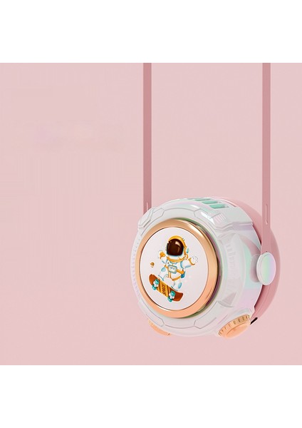 Astronot USB Küçük Fan Mini Öğrenci Taşınabilir Tembel Asılı Boyun Yapraksız Çocuk El Fanı (Yurt Dışından)