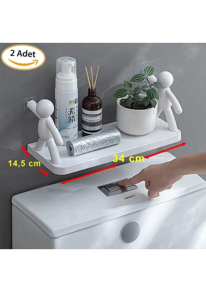 2 Adet Büyük Boy Yapıskanlı Banyo Organizer Duvar Raf Banyo Rafı Duvar Rafı Mutfak Rafı Baharatlık