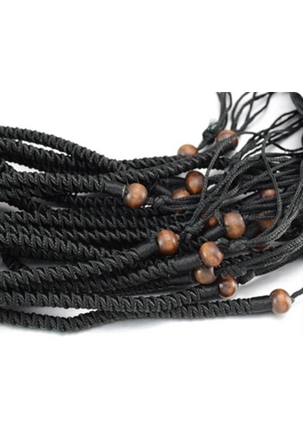 Doğal Tibet 3-4cm Kurt Dişi Kolye Brown Ayarlı Örgü Ip 2 Boncuk