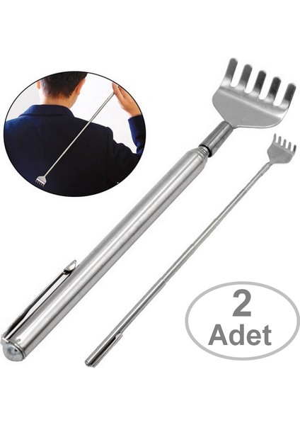 2 Adet Teleskobik Sırt Kaşıyıcı Metal Kaşağı Kaşıma Aleti Sırt Kaşıma Aparatı Metal 51 cm