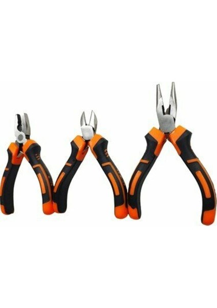 3 Lü Mini Pense Seti Yan Keski Kargaburun Elektrikci Seti Hobi Profesional Kullanım