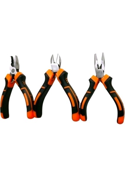 3 Lü Mini Pense Seti Yan Keski Kargaburun Elektrikci Seti Hobi Profesional Kullanım