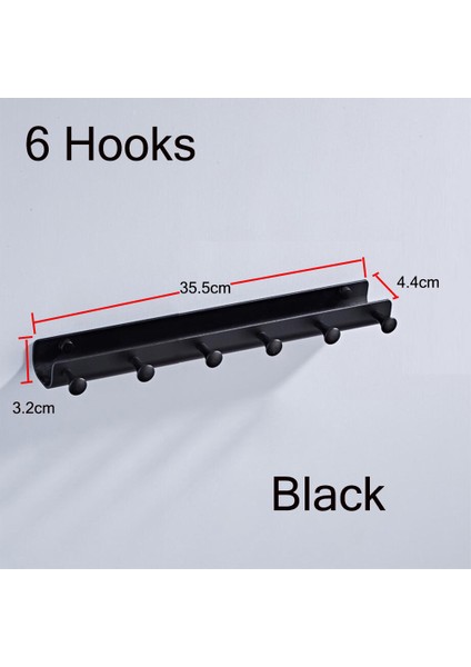 6 Sıralı Kanca Stili 55CM Mat Siyah Çift Havlu Askılıklı Banyo Havlu Askısı Uzay Alüminyum Banyo Aksesuarları Havlu Rafı Havlu Halkası Tuvalet Fırçası (Yurt Dışından)