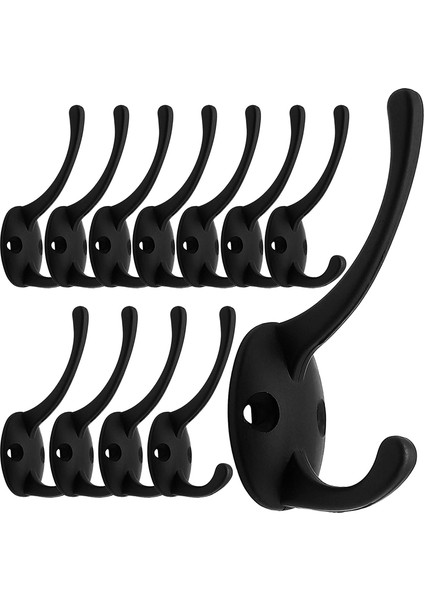 Siyah Stil 12 Paket Siyah Duvar Monteli Retro Çift Kanca ile Askı Kanca Işlevsel Siyah Kanca Coat, Eşarp, Çanta, Havlu, Anahtar, Şapka Için (Yurt Dışından)